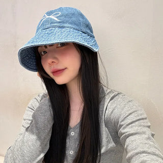 Ribbon Stitch Denim Cap