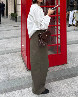 Semi-curved cotton pants