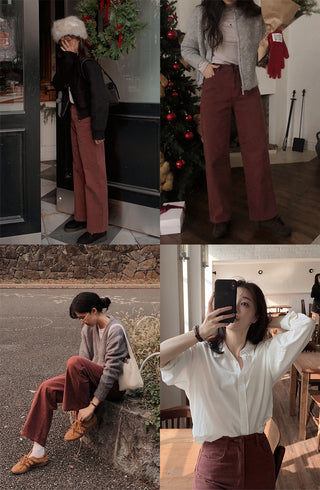 (basic/long) Fleece-lined denim pants - 4 sizes