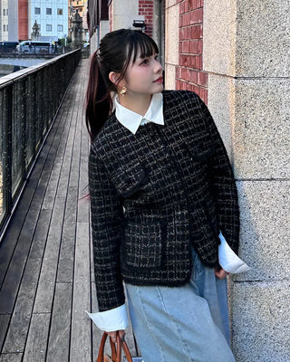 Loose-fit tweed jacket