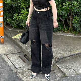 Vintage slit denim pants
