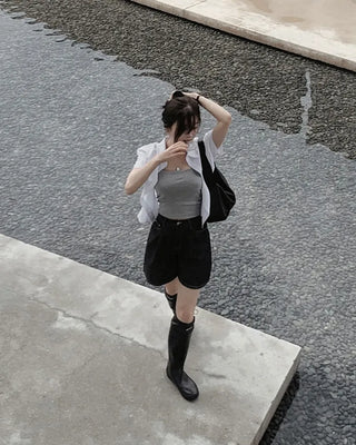Semi-cropped short-sleeved shirt - 5 colors