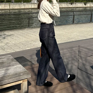 Stitched denim pants