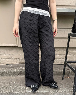 Heart Embossed String Pants