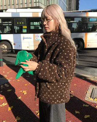 Dot fleece zip-up