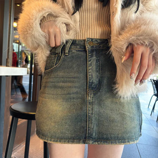 denim mini skirt