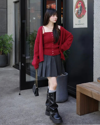 Pinstripe pleated mini skirt