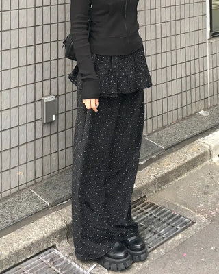 Polka dot flared pants skirt