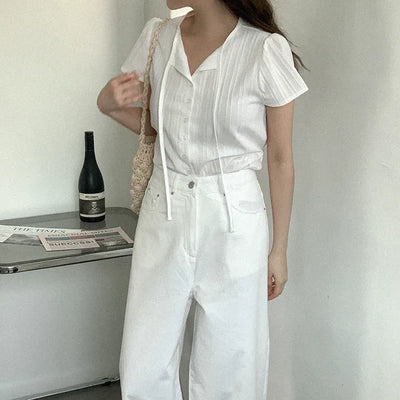 [3 colors] Ribbon Strap Blouse