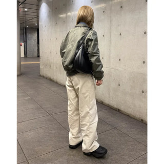 Brushed-back cotton pleated pants