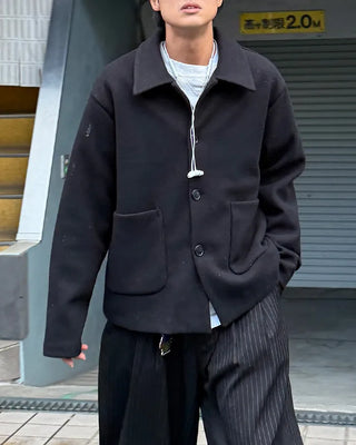 Minimalist wool collar jacket