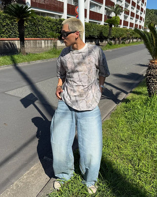 Wide balloon denim pants