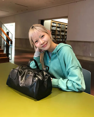 Square leather shoulder bag