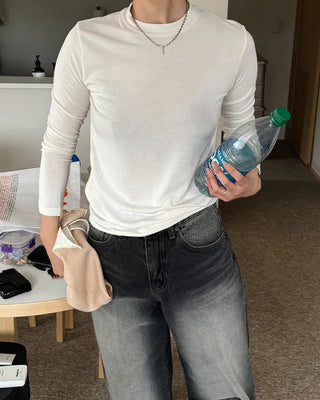 Round Basic Slim Long-Sleeve T-Shirt