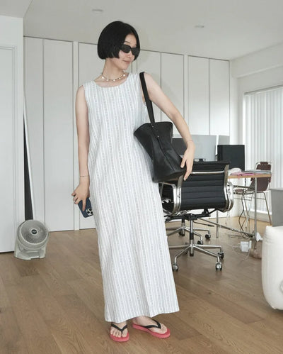 Linen striped dress