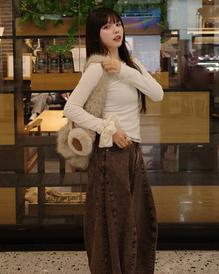 Lace-layered off-shoulder t-shirt