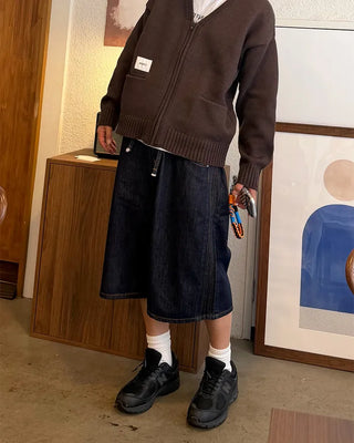 Selvedge flap pocket Bermuda denim pants