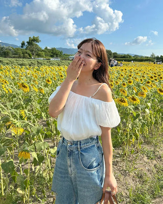 Pearl puff blouse