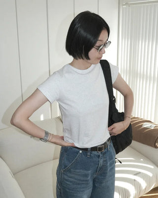 Modal cropped short-sleeved T-shirt