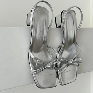 Ribbon platform shoes/sandals