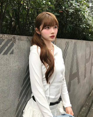 Side-gathered half-open hoodie