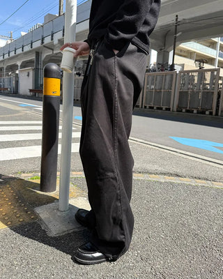 Two-pleat cotton wide-leg pants