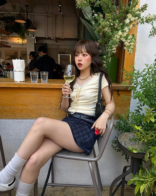 Lace Ribbon Short-Sleeved T-Shirt