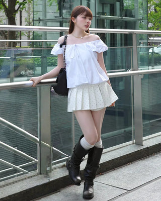 Polka Dot Frill Mini Skirt Pants