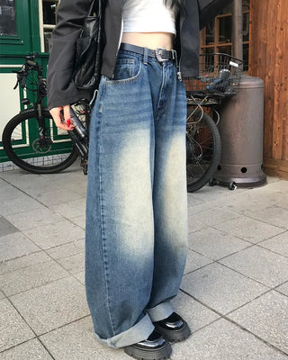 Flap pocket washed denim pants