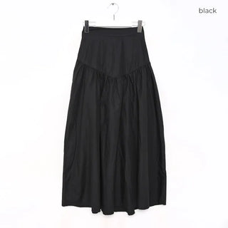 V-neck shirred long skirt