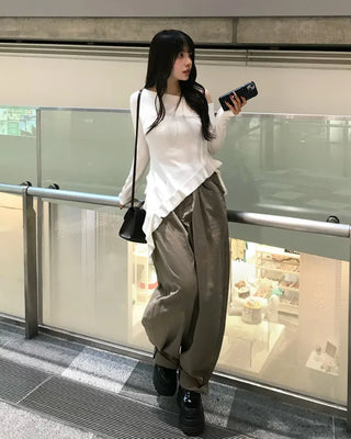 Balloon Fit Cotton Pants