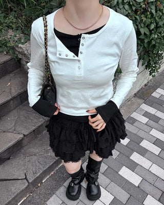 Layered long-sleeve T-shirt