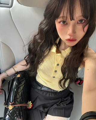 Color Button Sleeveless
