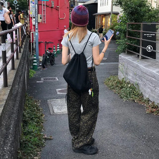 Unique leopard print wide-leg pants