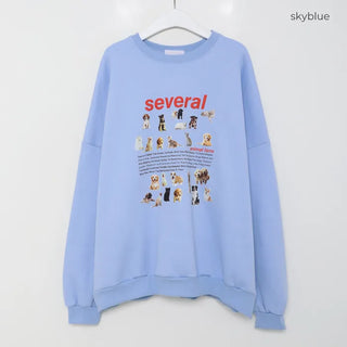 Animal print fleece-lined sweatshirt