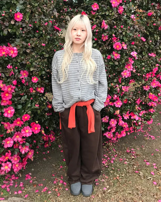 Lambswool striped knit cardigan