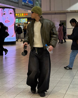 Leather padded jacket