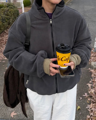 High-neck fleece jumper