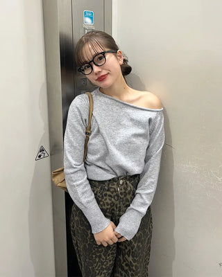 Asymmetrical Off-Shoulder Knit