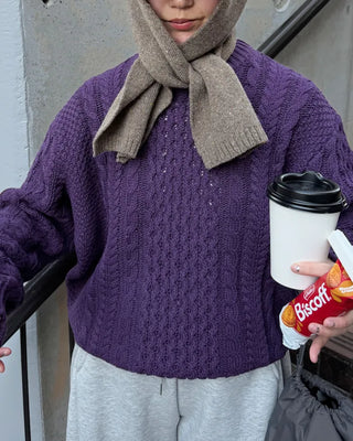 Wool color cable knit