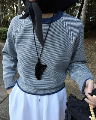 Striped round neck knit