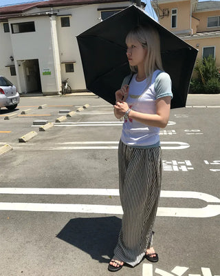 Striped pants with string waistband