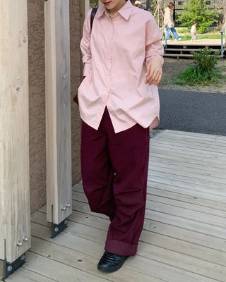 Colored denim wide-leg pants
