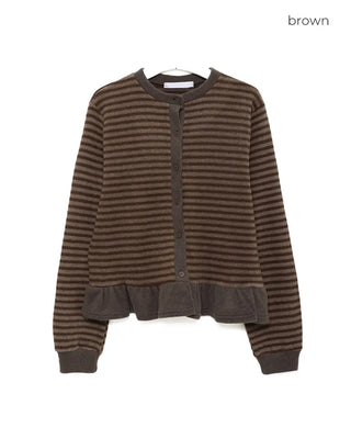 Bordered frill hem cardigan