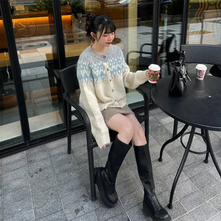 Round neck Nordic cardigan