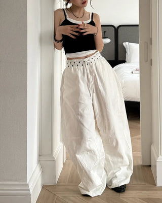 Polka Dot Layered Wide Pants