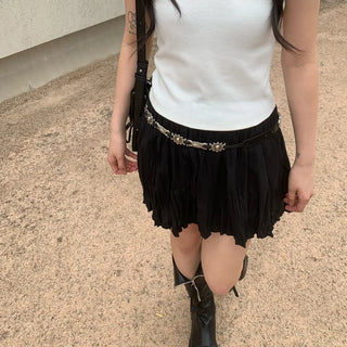 Wrinkle Shirring Mini Skirt