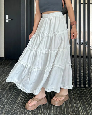 Frilled Can-Can Long Skirt
