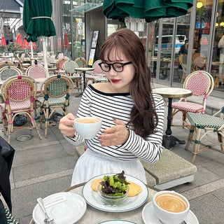 Striped Button One-Shoulder T-Shirt