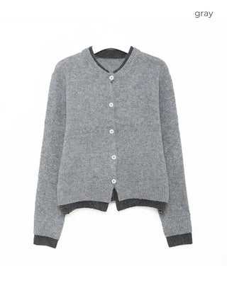 Layered Bicolor Round Cardigan